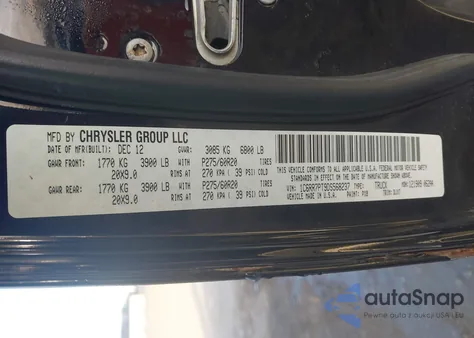 2013 Ram 1500 Laramie Longhorn Edition из США, поврежденный, VIN 1C6RR7PT9DS568237